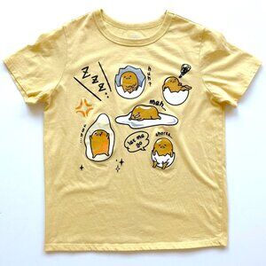 Sanrio Gudetama Lazy Egg Womens Graphic T-Shirt Size S Japanese Yellow Kawaii